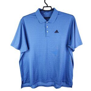 Mens Blue Adidas Polo Shirt 100% Polyester Short Sleeve Climalite Size XL